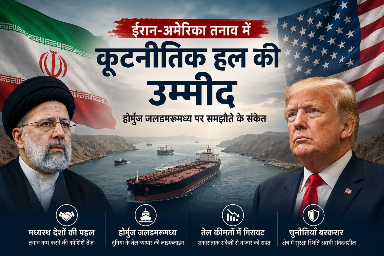 ईरान-अमेरिका तनाव में कूटनीतिक हल की उम्मीद, होर्मुज पर समझौते के संकेत